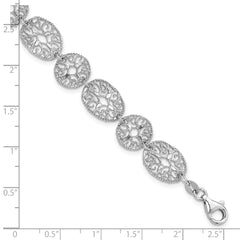 Sterling Silver Rhodium Polished Circles Bracelet