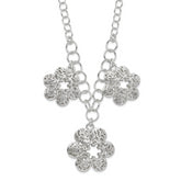 Sterling Silver Polished Filigree Flower With 2in ext Necklace