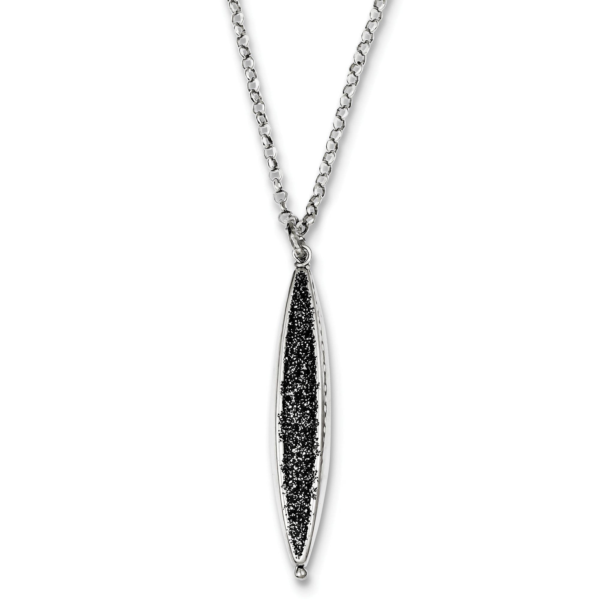 Sterling Silver Rhodium Plated Glitter Enamel Bead With 2in ext. Necklace