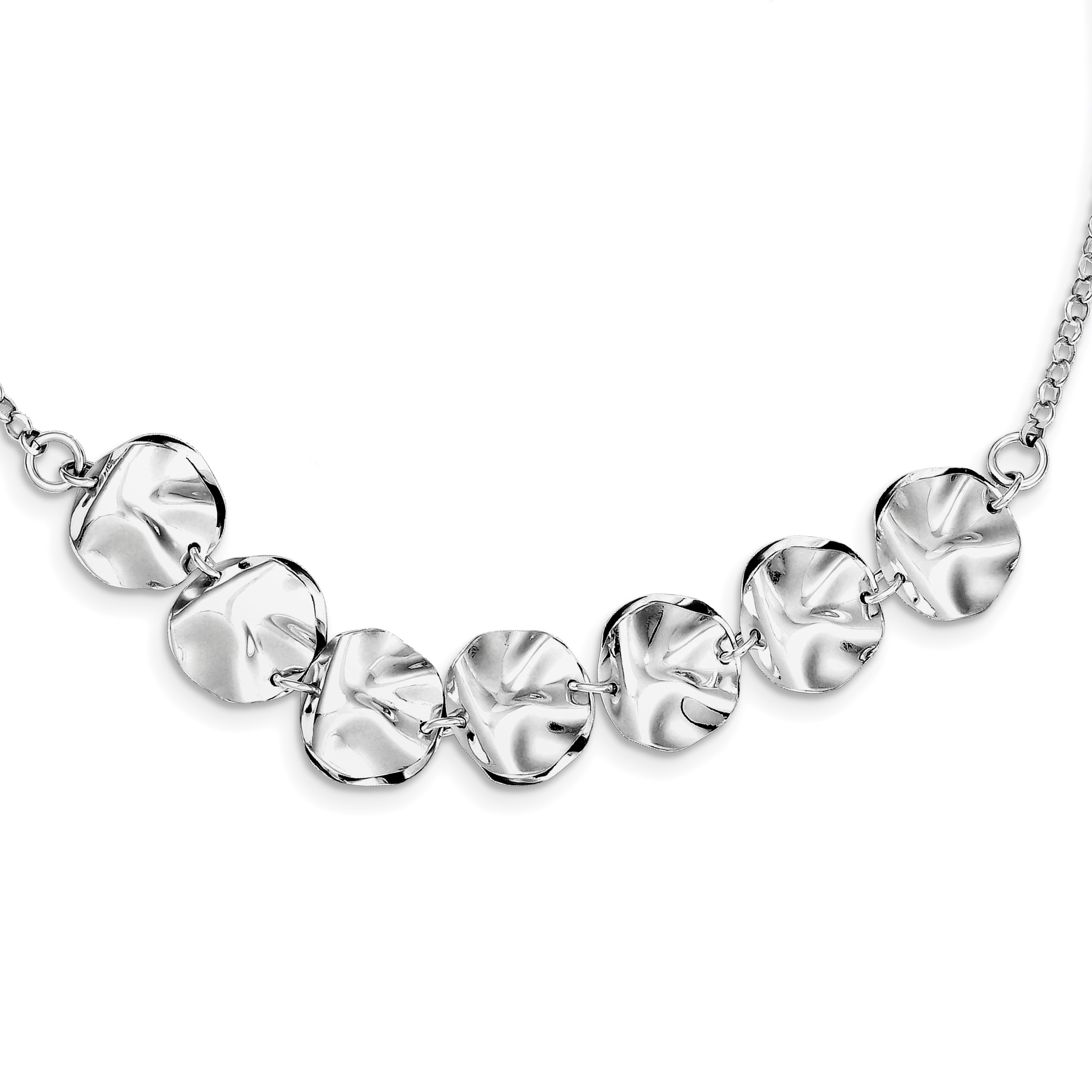 Sterling Silver Rhodium Plated Fancy With 2in ext. Necklace