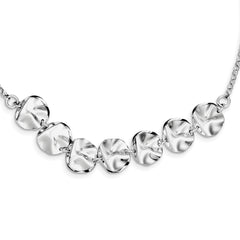 Sterling Silver Rhodium Plated Fancy With 2in ext. Necklace