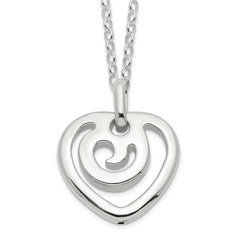 Sterling Silver Polished Heart Pendant Necklace