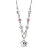 Sterling Silver Stellux Multicolor Crystal Flower With 2in ext. Necklace