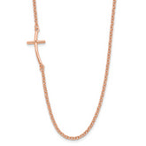 Sterling Silver RG-plated Small Off-Set Sideways Curved Cross Necklace