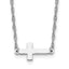 Sterling Silver Rhodium-plated Small Sideways Cross Necklace