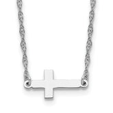 Sterling Silver Rhodium-plated Small Sideways Cross Necklace