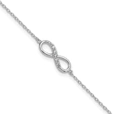 Sterling Silver Rhodium-plated with CZ Infinity With 1 IN EXT Bracelet