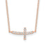 Sterling Silver Rose Gold-plated CZ Sideways Cross With 2in Ext Necklace
