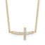 Sterling Silver Yellow Gold-plated CZ Sideways Cross With 2in Ext Necklace