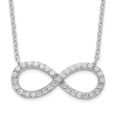 Sterling Silver Rhodium-plated with CZ Infinity With 2 IN EXT Necklace