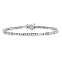 Sterling Shimmer Sterling Silver Rhodium-plated 2mm CZ 93 Stone 8 inch Bracelet