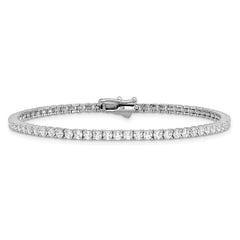 Sterling Shimmer Sterling Silver Rhodium Plated 2.3mm CZ 80 Stone 8 inch Bracelet