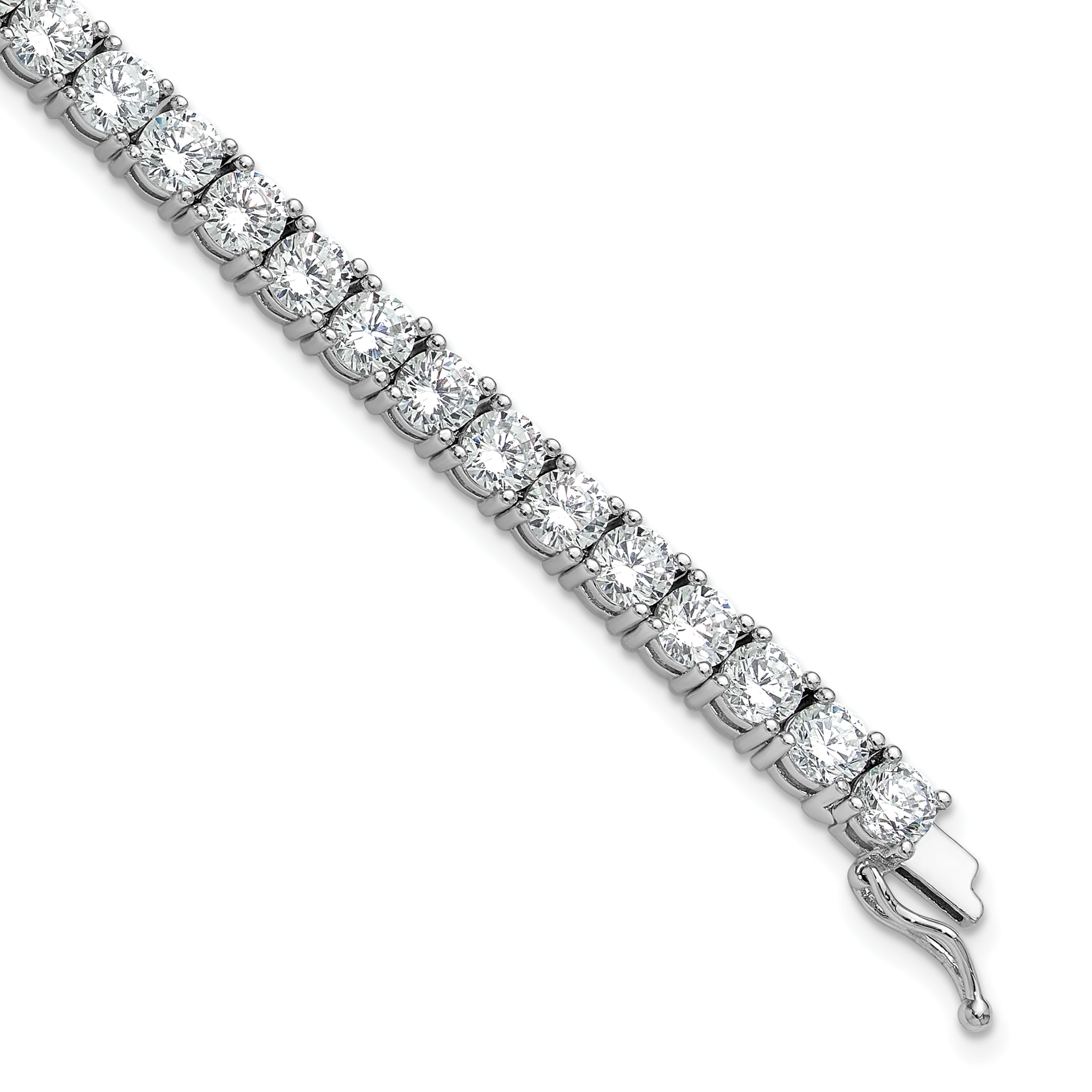 Sterling Shimmer Sterling Silver Rhodium-plated 4.5mm CZ 43 Stone 8 inch Bracelet
