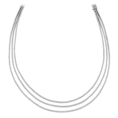 Sterling Shimmer Sterling Silver Rhodium-plated 16 inch 732 Stone CZ 3 Strand Layer Necklace