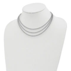 Sterling Shimmer Sterling Silver Rhodium-plated 16 inch 732 Stone CZ 3 Strand Layer Necklace