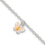 Sterling Silver Polished Enamel Butterfly With 1.5in ext. Childrens Bracelet