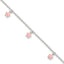 Sterling Silver Polished Pink Enamel Flowers With 1.5in Ext Children's Bracele