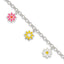 Multi-Color Enamel Dangle Flowers Bracelet in Sterling Silver, 6 Inch - Sophia Jewelers
