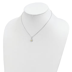 Sterling Silver Polished Yellow & White Enamel Flower Children's Necklace