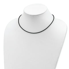 Sterling Silver 18 inch 2mm Black Twisted Rubber Necklace