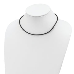 Sterling Silver 18 inch 3mm Black Twisted Rubber Necklace