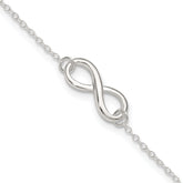 Sterling Silver Infinity 10 inch Plus 1 inch Extender - Total 11 inch Anklet