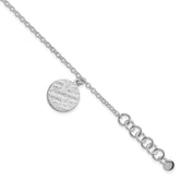 Sterling Silver Polished I Love You Circle Disc With 1in. Ext. Bracelet