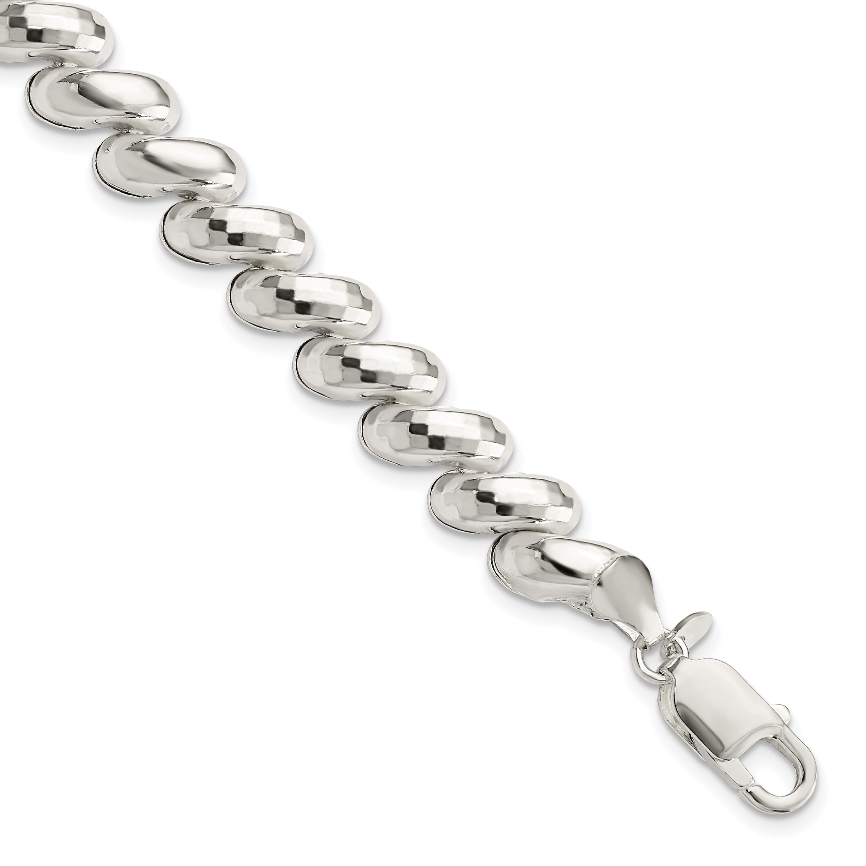 Sterling Silver Fancy Diamond-cut San Marco Bracelet
