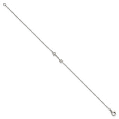 Sterling Silver Rhodium-plated Polished ArroWith Heart with CZ Bracelet