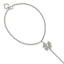 Sterling Silver RH-plat Polished CZ Four Leaf Clover Attached Ring/Bracelet