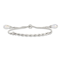 Sterling Silver Antiqued Crystal Tassel Adjustable Bracelet