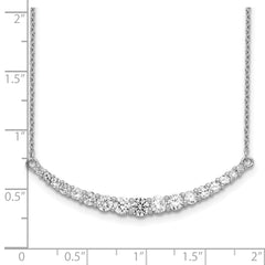 Sterling Silver Rhodium-plated CZ With 2in ext. Bar Necklace