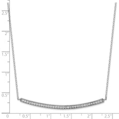 Sterling Silver Rhodium-plated CZ With 2in ext. Bar Necklace