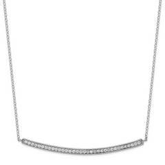 Sterling Silver Rhodium-plated CZ With 2in ext. Bar Necklace