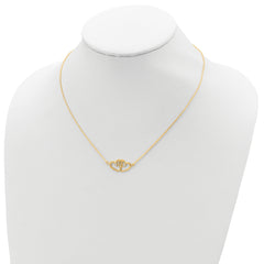 Sterling Silver Gold-tone Polished Two Hearts CZ Necklace