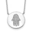 Sterling Silver Rhodium-plated Hamsa With CZ With 2in ext. Necklace