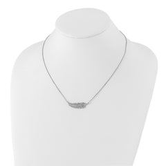 Sterling Silver Rhodium-plated With CZ Leaf Necklace