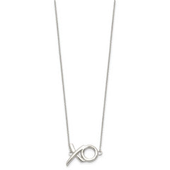 Sterling Silver Polished XO With 2in. Ext. Necklace
