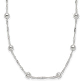 Sterling Silver Polished Beaded 20in Necklace