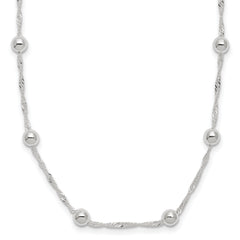 Sterling Silver Polished Beaded 20in Necklace