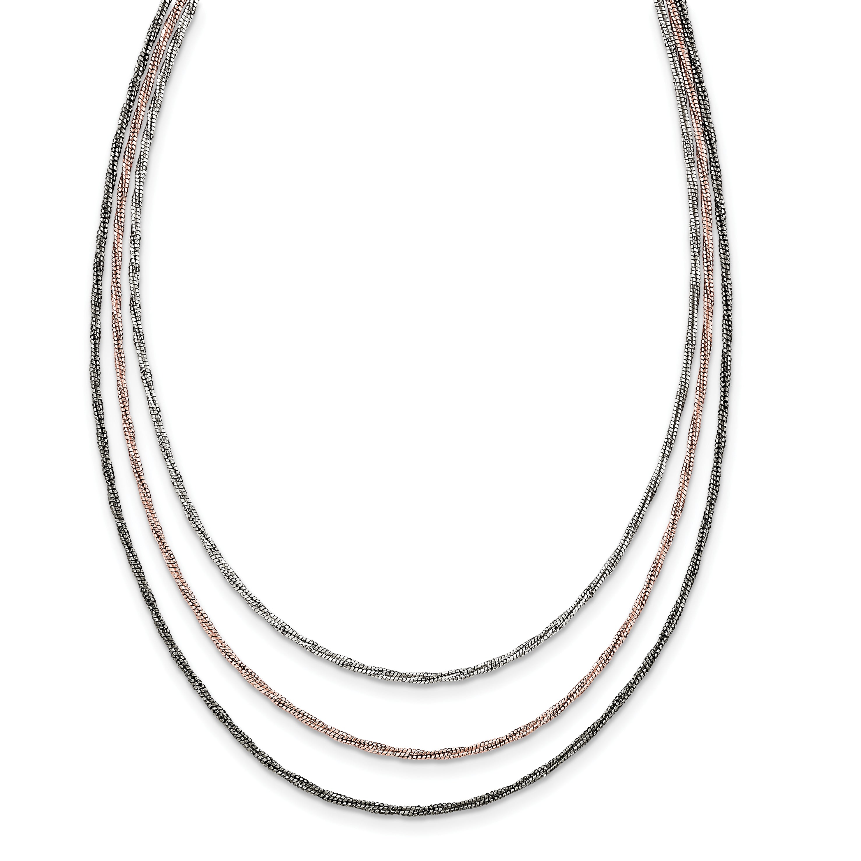 Sterling Silver Rose-tone & Ruthenium-plated With 1.75in ext Necklace