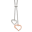 Two-Heart Dangle Lariat in Rose-Tone Sterling Silver, 16.5 Inch - Sophia Jewelers