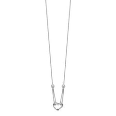 Sterling Silver Rhodium-plated Heart With Box Chain Necklace