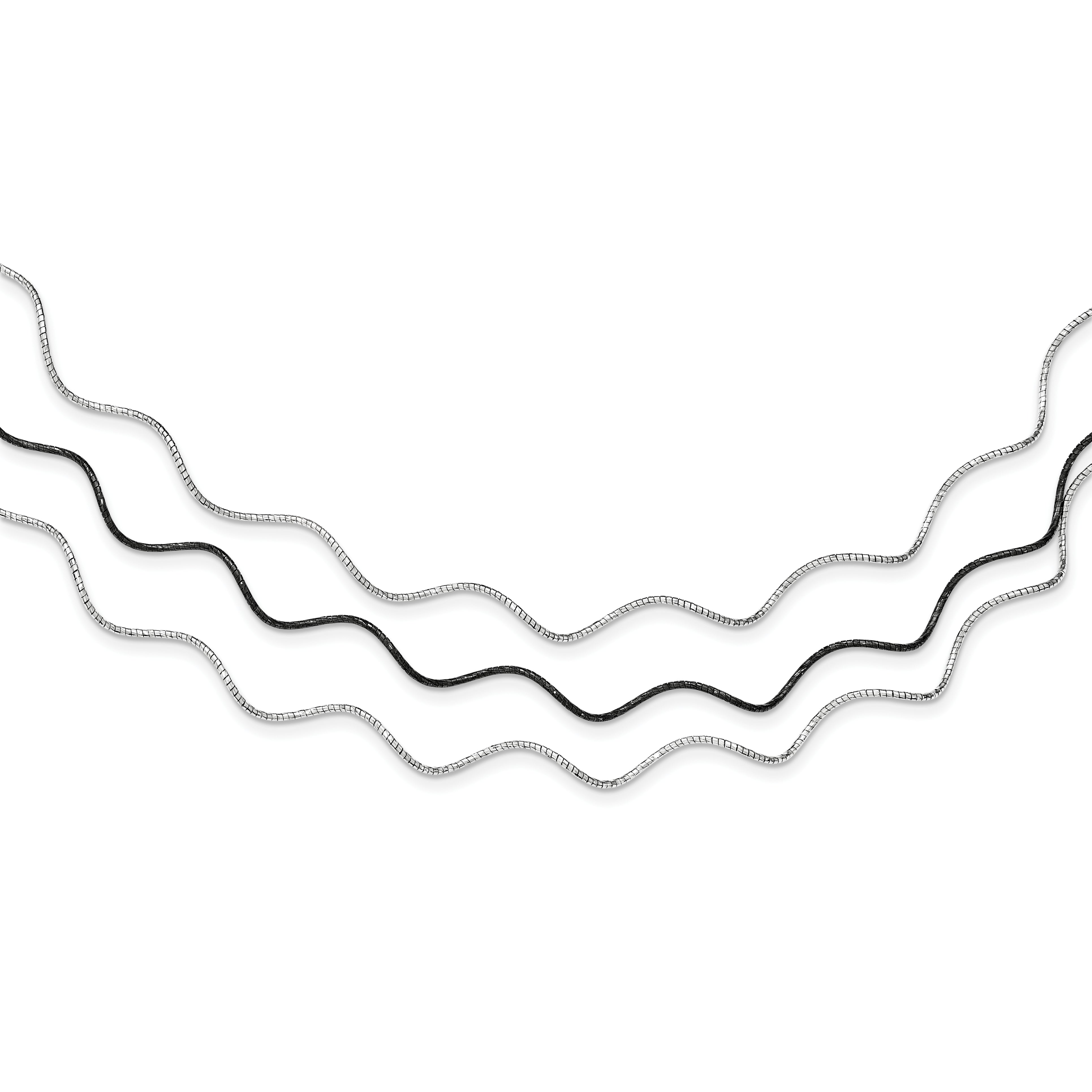 Sterling Silver Ruthenium-plated With 1.5in. Ext Wavy Wire Necklace