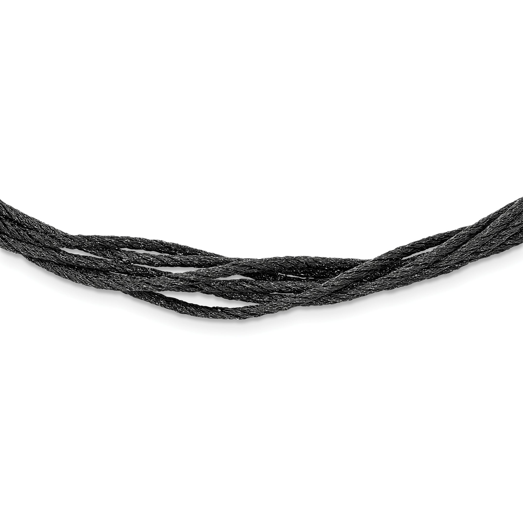 Sterling Silver Black Rhodium Wire Mesh With 2IN Ext Necklace