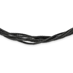 Sterling Silver Black Rhodium Wire Mesh With 2IN Ext Necklace