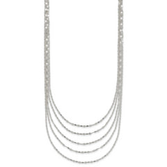 Sterling Silver 5 Strand Fancy Flat Link Necklace