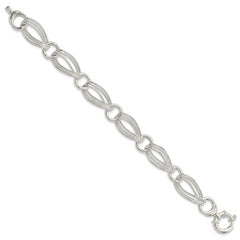 Sterling Silver Polished And Textured Link Bracelet