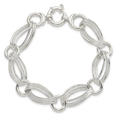 Sterling Silver Polished And Textured Link Bracelet