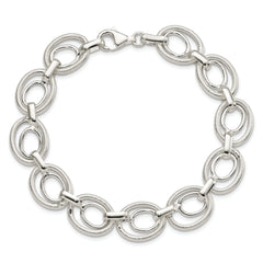 Sterling Silver Polished And Textured Link Bracelet
